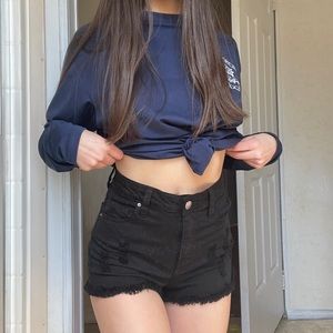 Black jean shorts